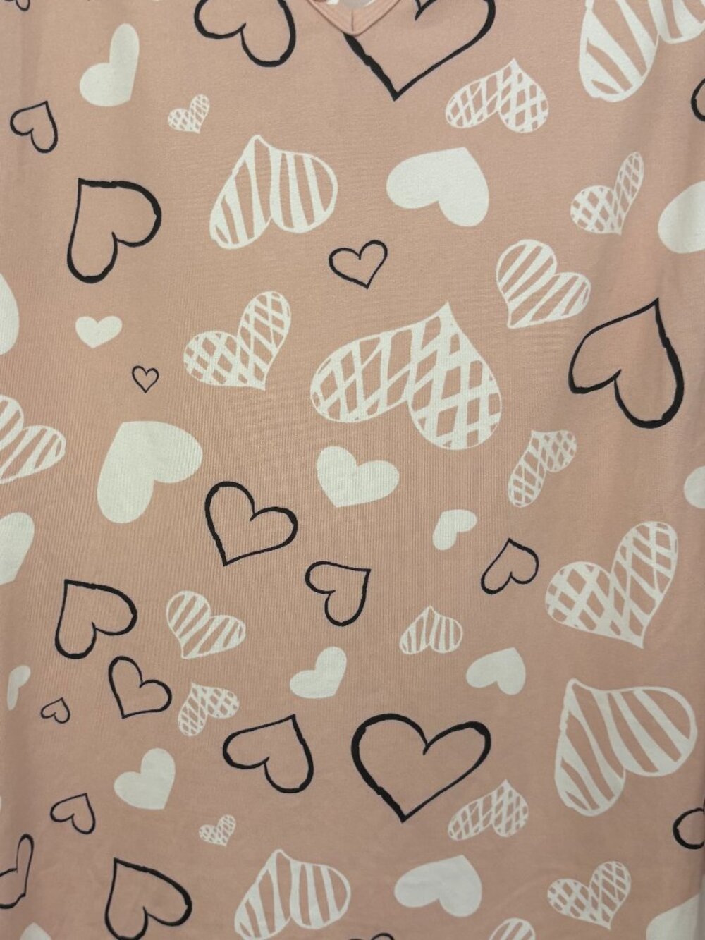 NWOT - Light Pink Heart Printed Long Sleeve Pajama Romper - Picture 4 of 5